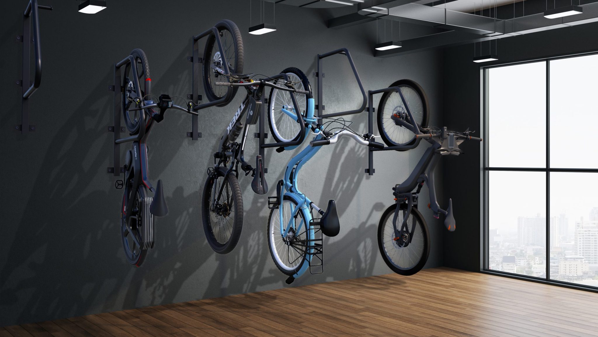 Vertical Bike Racks - Kinetic Bike Parking